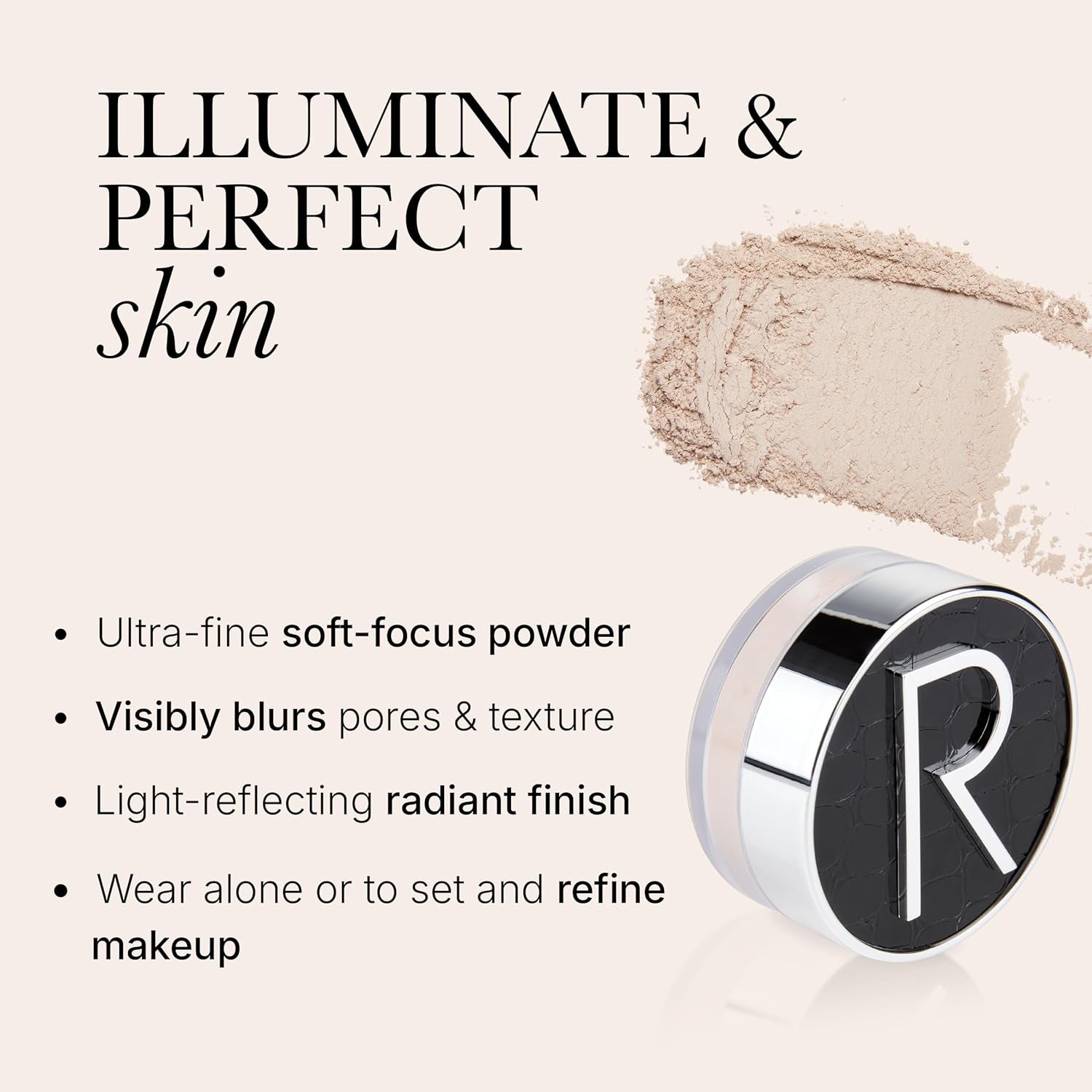Glass Powder 0.4 Oz, Skin Perfecting Loose Face Powder, Creamy Formula for a Natural Luminosity Glow, Finishing Powder for a Flawless Skin Look, Setting Powder