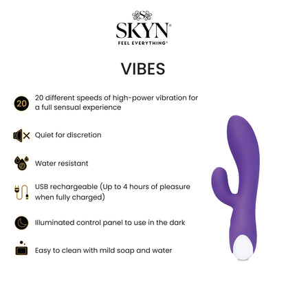 SKYN Vibes Personal Massage Wand Vibrator, 20 Speeds, Purple, 1 Count